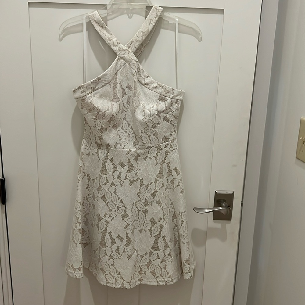 Women’s creme lace overlay dress